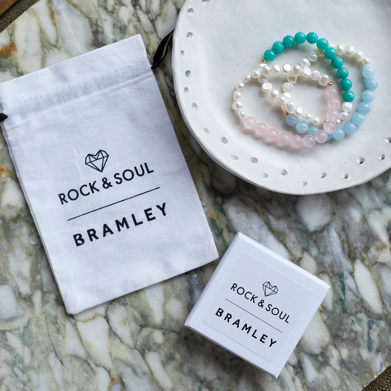 Rock & Soul X Bramley Freshwater Pearl and Amazonite Bracelet Set