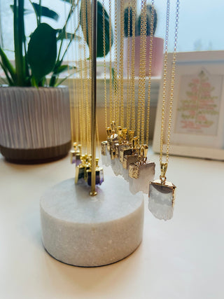 Rock & Soul X Bramley White Agate Slice Druzy Pendant